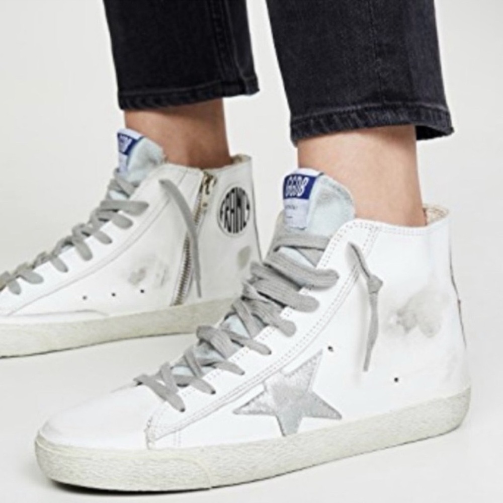 Golden Goose Sz 38 Francy White High-Top Sneakers